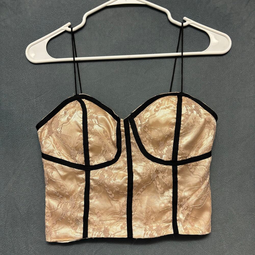 A+ Lace Corset Blouse Lingerie Layered Spaghetti Strap Floral Lined Sexy Lounge